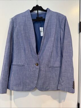 Ann Taylor Blue Open-Front Textured Blazer✨